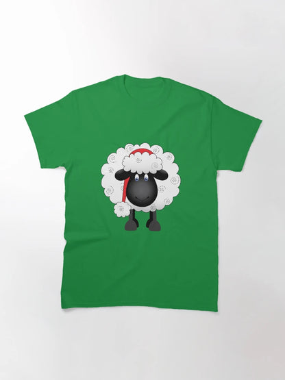 Festive Christmas Shelby Sheep Green Background