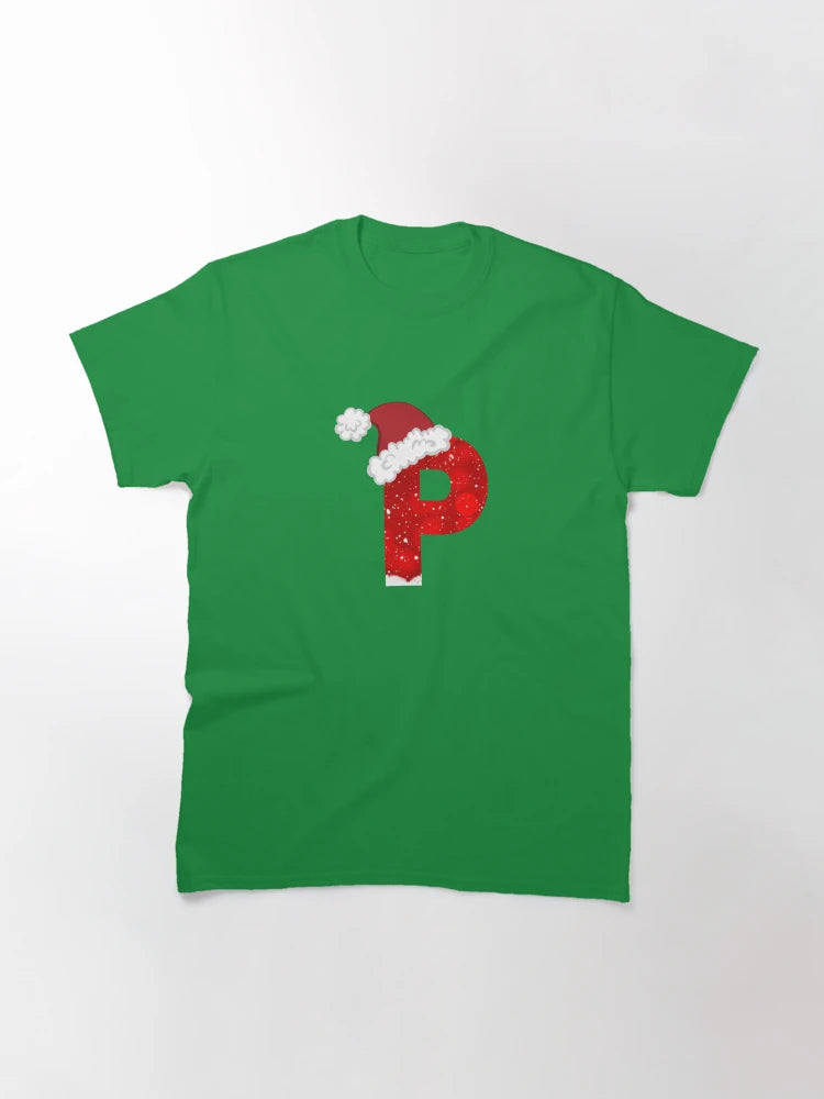 nowy Letter P with Santa Hat