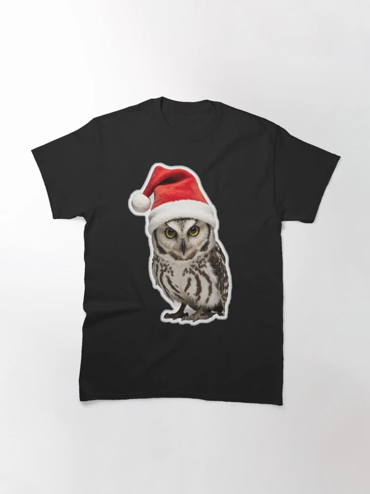 Adorable Owl Wearing a Santa Hat