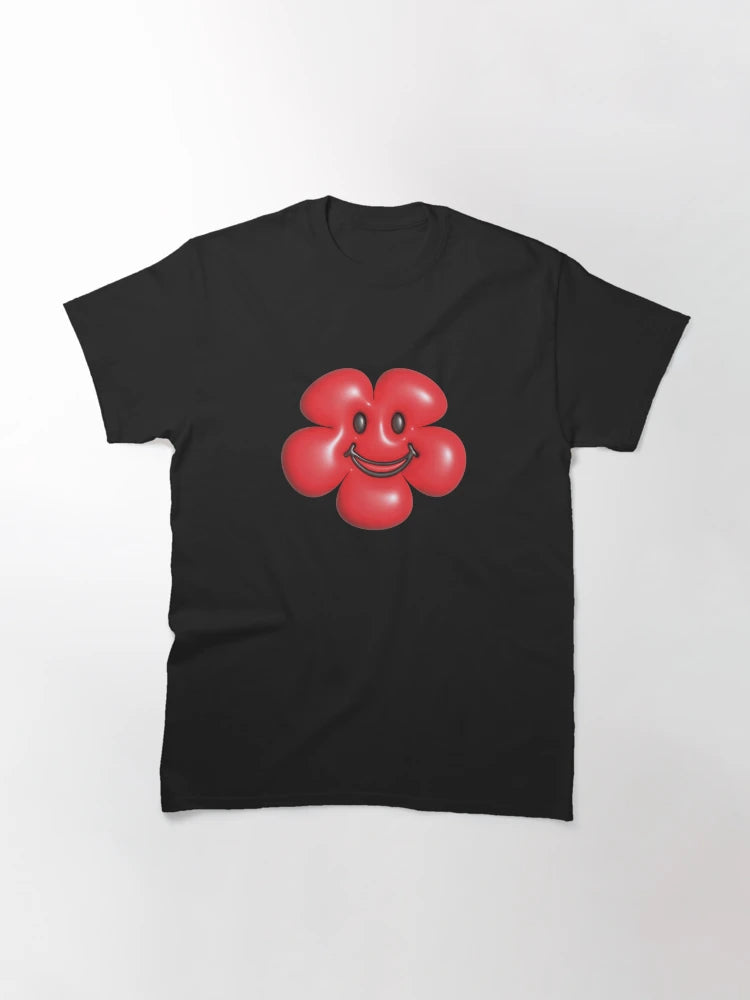 3d red flower smile face.