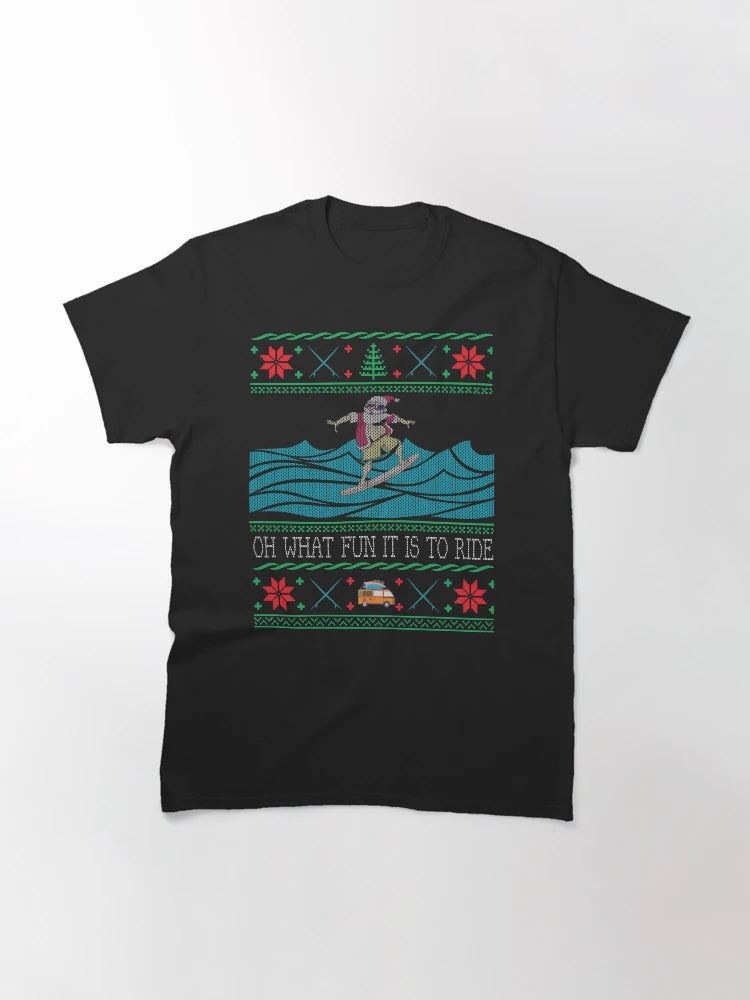 Funny Christmas Surfing Santa Hawaiian Ugly Christmas