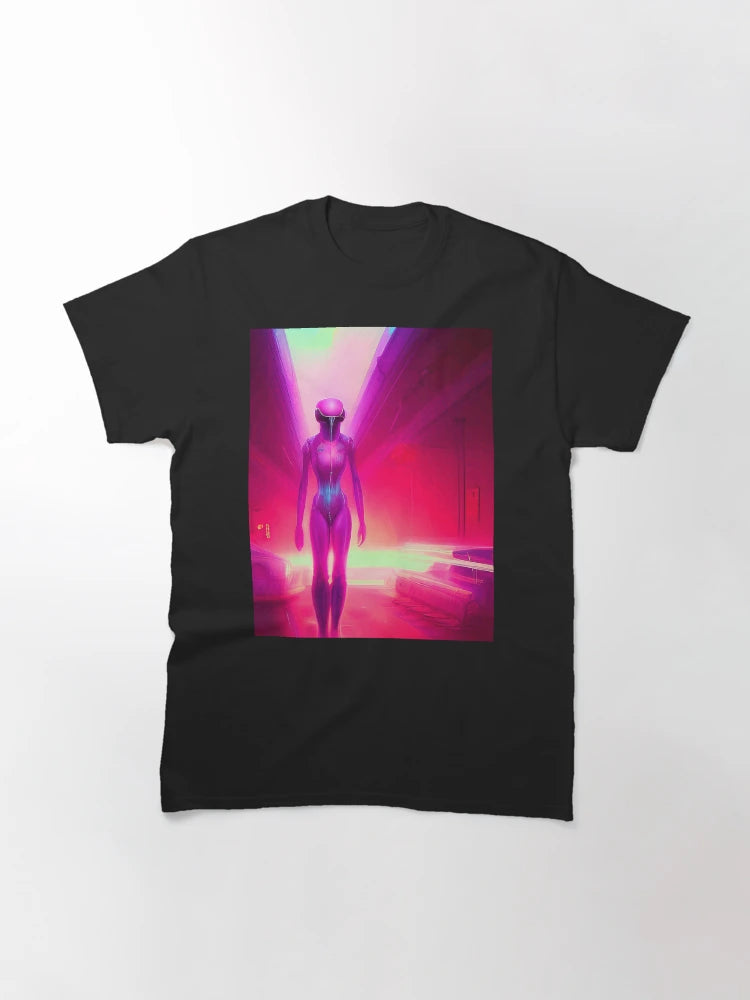 Alien 3D art. Fantasy neon style space