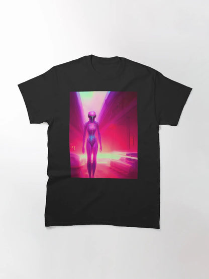 Alien 3D art. Fantasy neon style space