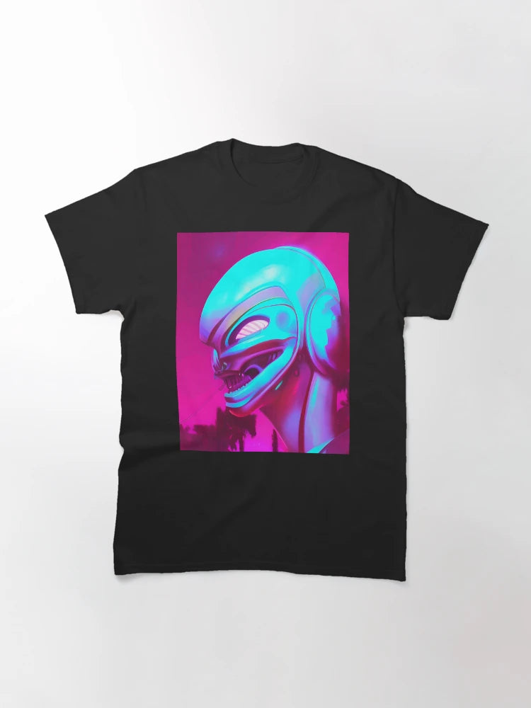 3D alien art. Coloful synthwave style neon