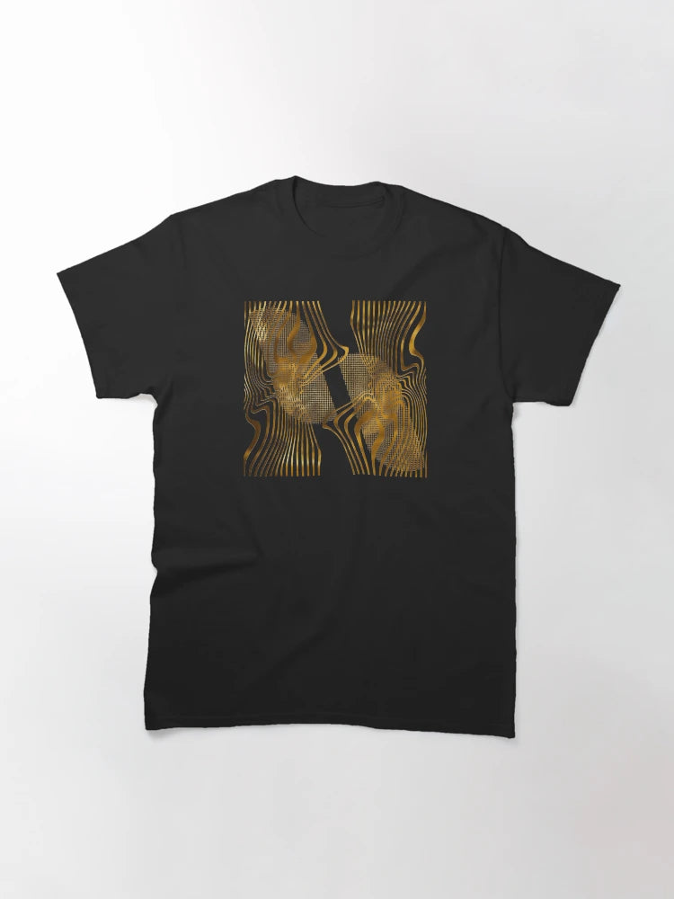 Golden Abstract Striped Print