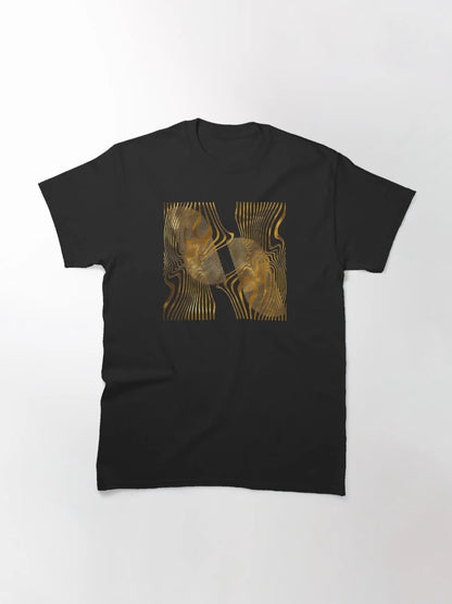 Golden Abstract Striped Print