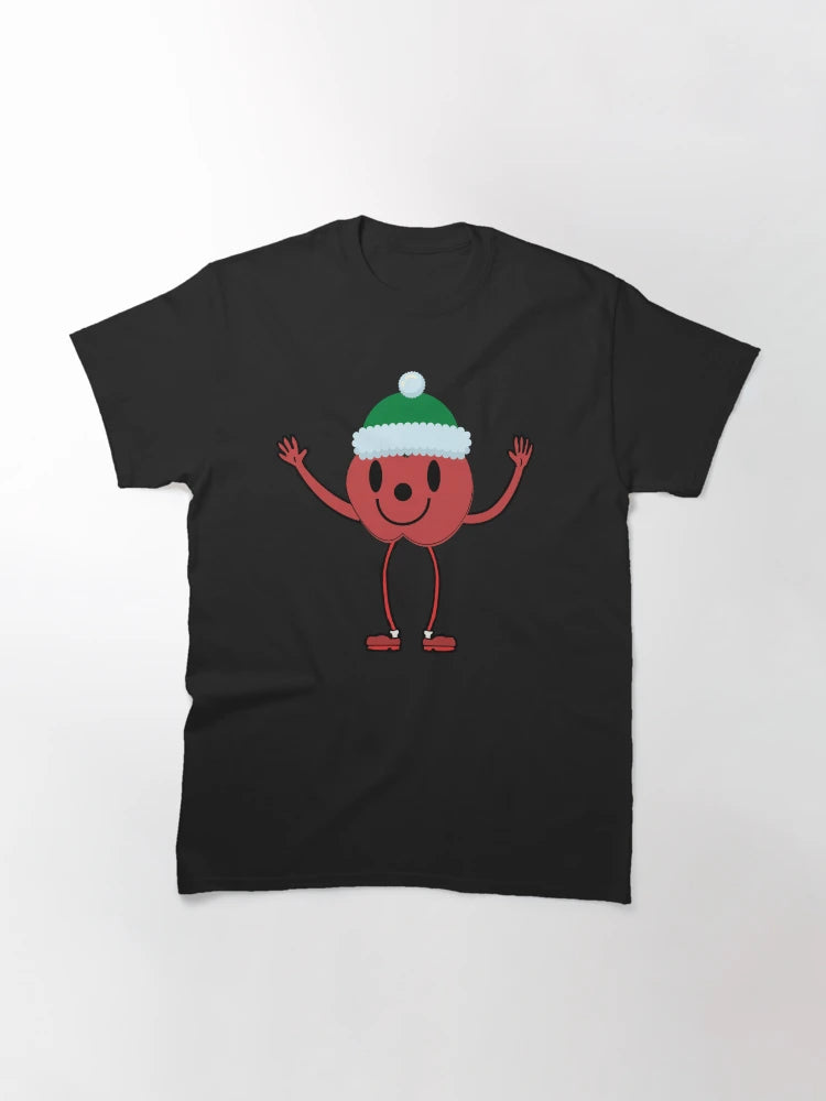 Funny Apple in a Christmas hat