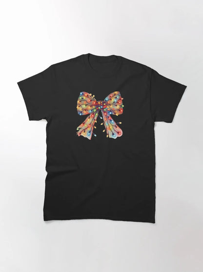 Festive Christmas Bow with Colorful Holiday Lights