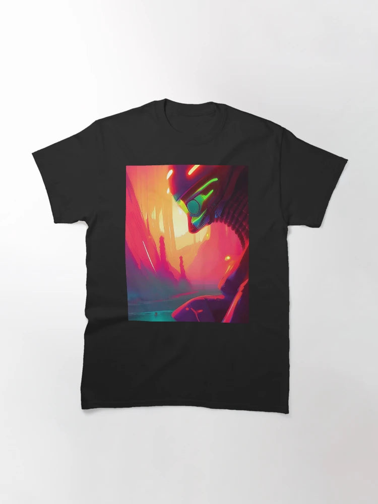 Alien 3D neon space synthwave art