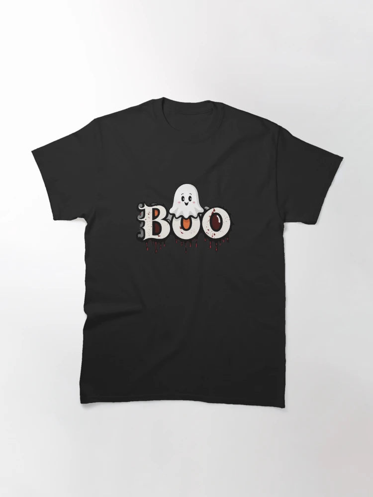Funny Halloween Art: Gothic 'Boo' with Playful Ghost Peek