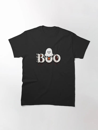 Funny Halloween Art: Gothic 'Boo' with Playful Ghost Peek