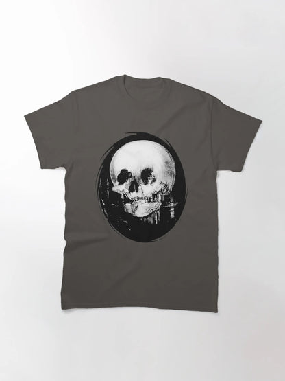 Existential Dread Op Art Woman and Skull Reflection