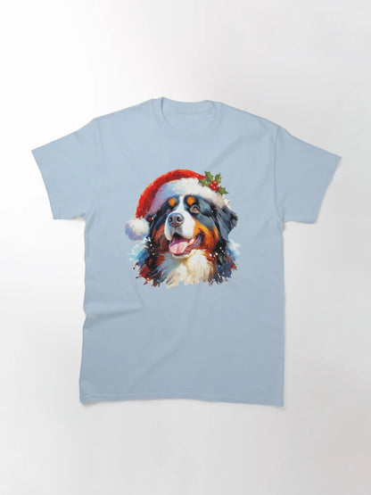 Festive Bernese Mountain Dog Wearing Santa Claus Xmas Hat