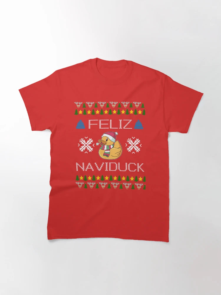 Feliz Naviduck Duck with Santa Hat Ugly Christmas
