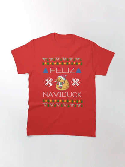 Feliz Naviduck Duck with Santa Hat Ugly Christmas