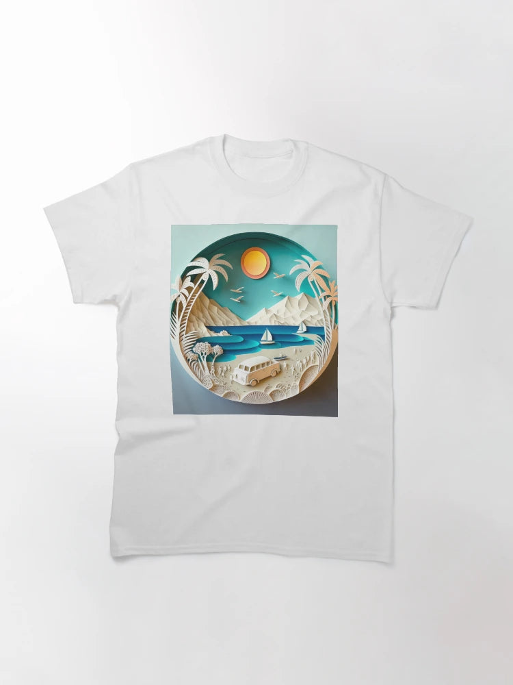 3D Effect Papercut Art - Beach Scene