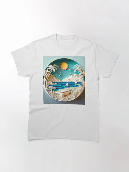 3D Effect Papercut Art - Beach Scene