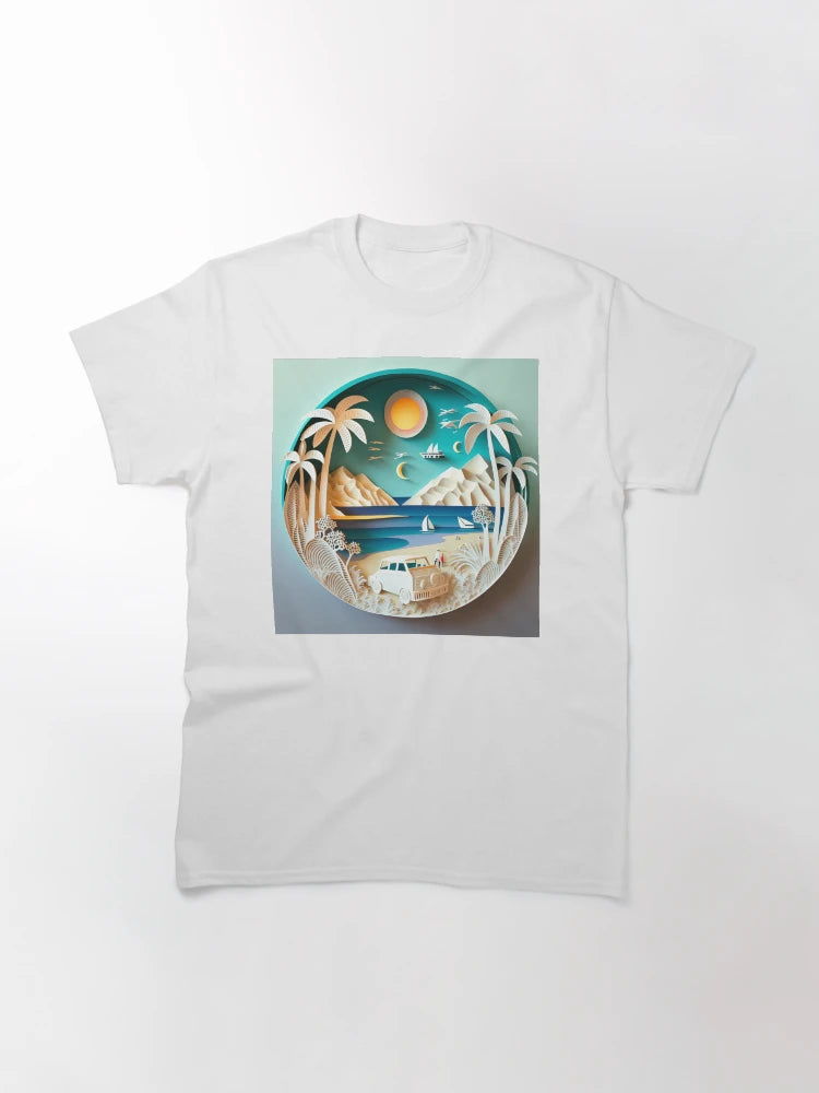 3D Effect Papercut Art - Beach Scene