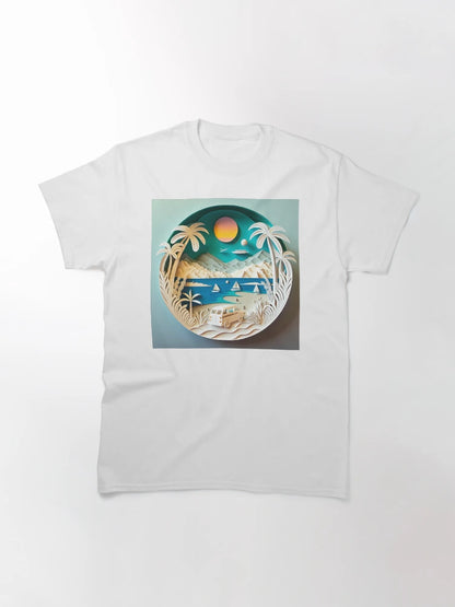 3D Effect Papercut Art - Beach Scene