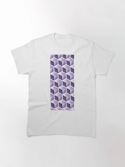3D PURPLE CUBE GEOMETRIC PATTERN on White Background (v1PURPLE on WHITE) ©