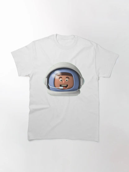3D Astronaut Head Front-Facing White Suit Mid-Brown Skinned Person