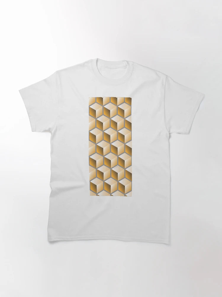 3D GOLD CUBE GEOMETRIC PATTERN on GRAY Background (v1GOLD on GRAY) ©