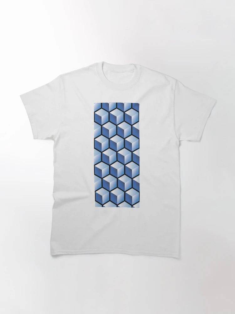 3D BLUE CUBE GEOMETRIC PATTERN on Black Background (v1BLUE on BLACK) ©