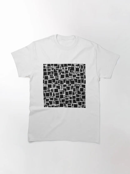 3d black and white squares on glowing peach backdrop