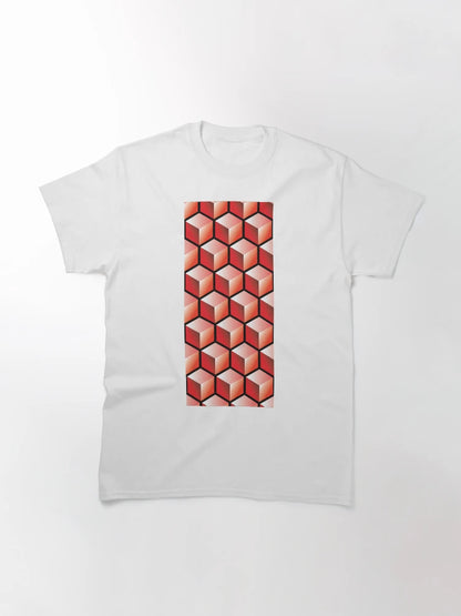 3D RED CUBE GEOMETRIC PATTERN on BLACK Background (v1RED on BLACK) ©