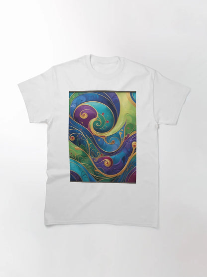 Abstract Pattern with Gold + Shades of Blue, Purple and Green