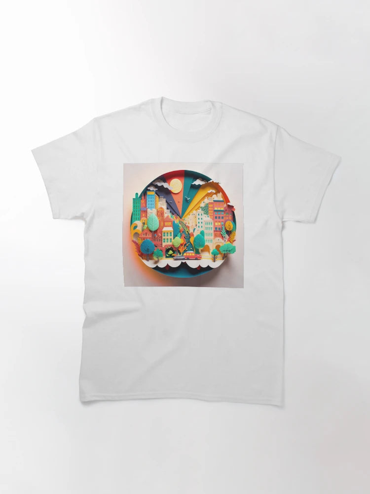 3D Effect Papercut Art - Cityscape Scene