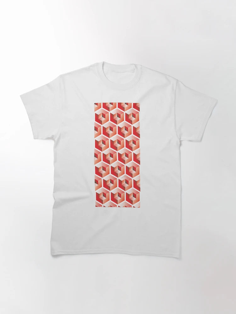 3D RED 'CUBE in CUBE' GEOMETRIC PATTERN ILLUSION on White Background (Cube v3 Red on WHITE) ©