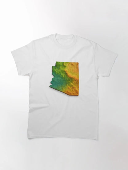 3D Colorful Topographic Map of Arizona (Transparent Background)