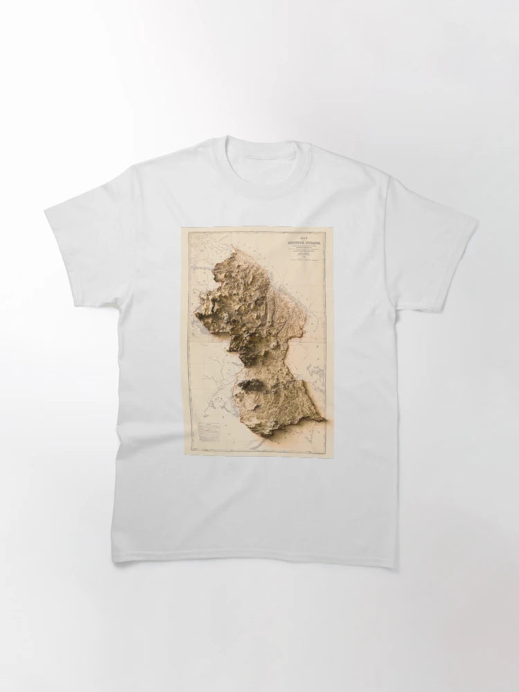 1913 Guyana Relief Map 3D digitally-rendered