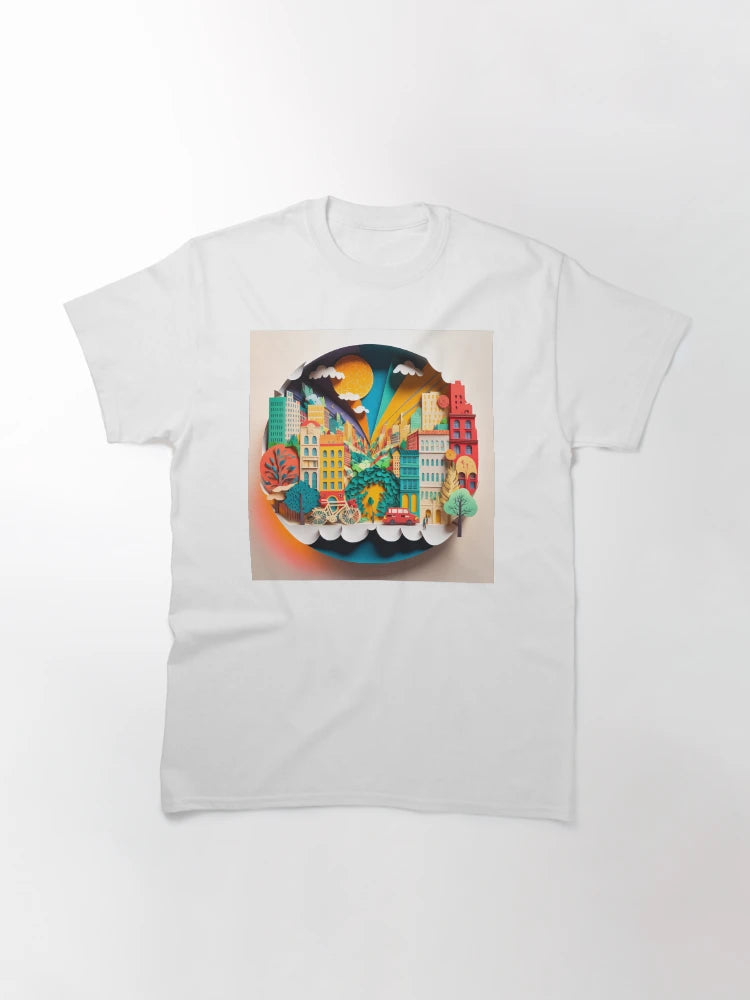 3D Effect Papercut Art - Cityscape Scene