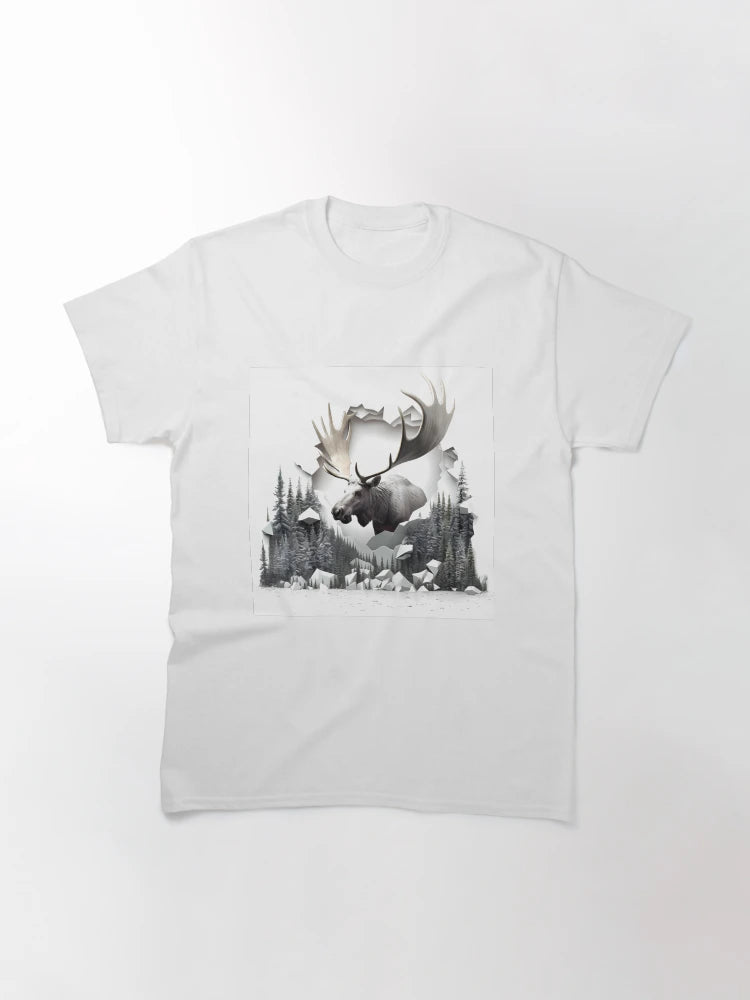 3D Moose in a Forest Wall Hole