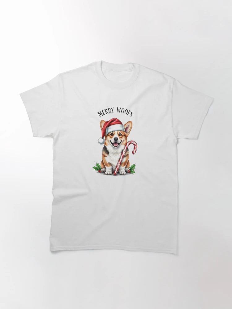 Festive Corgi with Santa Hat and Candy Cane