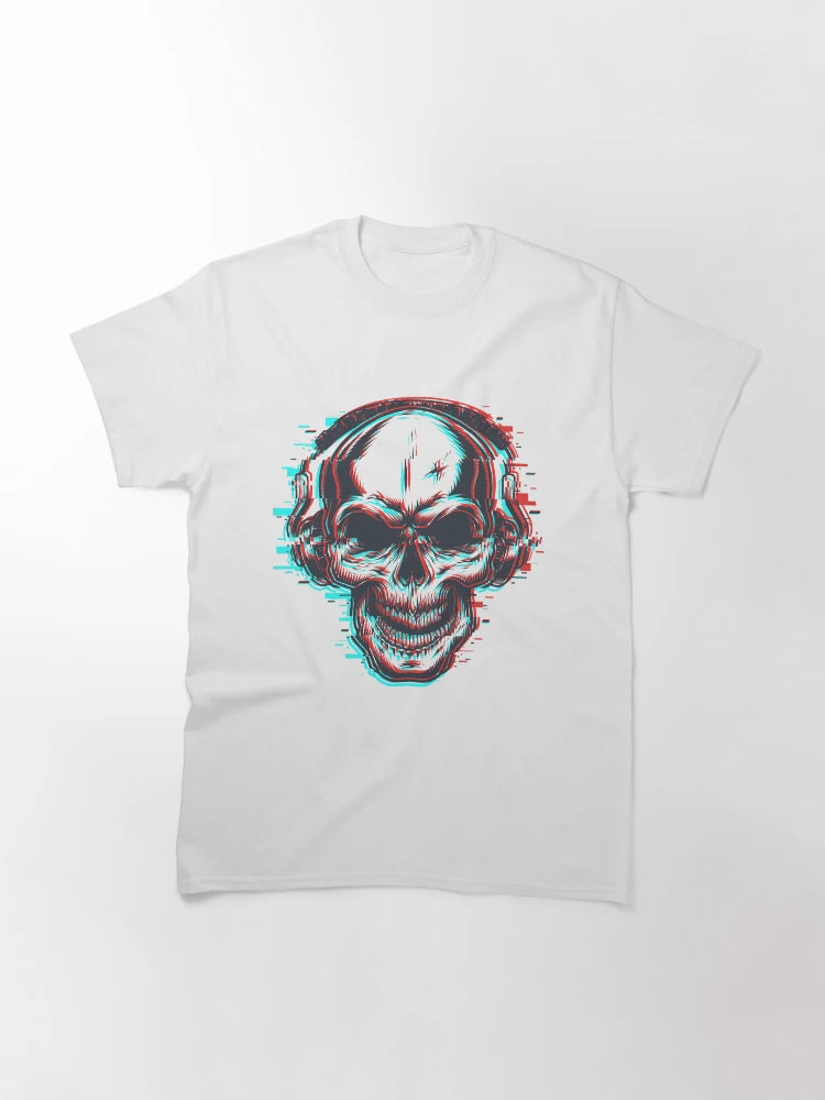 3D Skull with Headphones | Red Blue 3D Effect