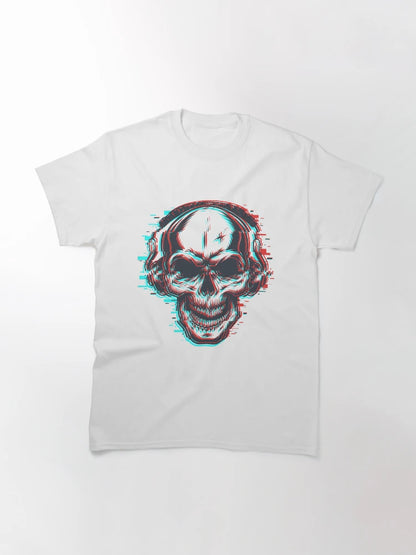 3D Skull with Headphones | Red Blue 3D Effect