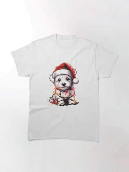 Adorable Dog Christmas Lights Santa Hat