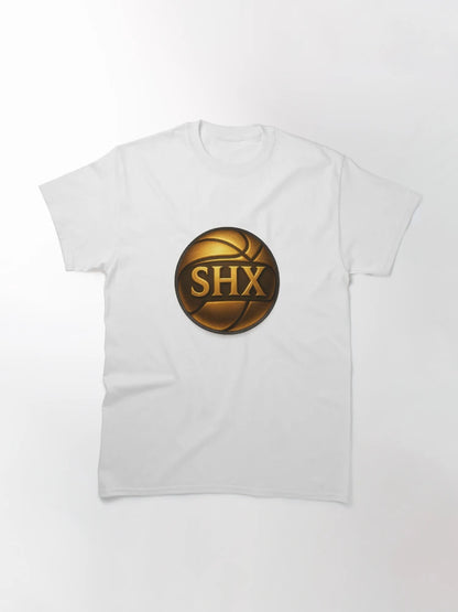 Golden Basketball SHX Logo | Glowing Emblem Design