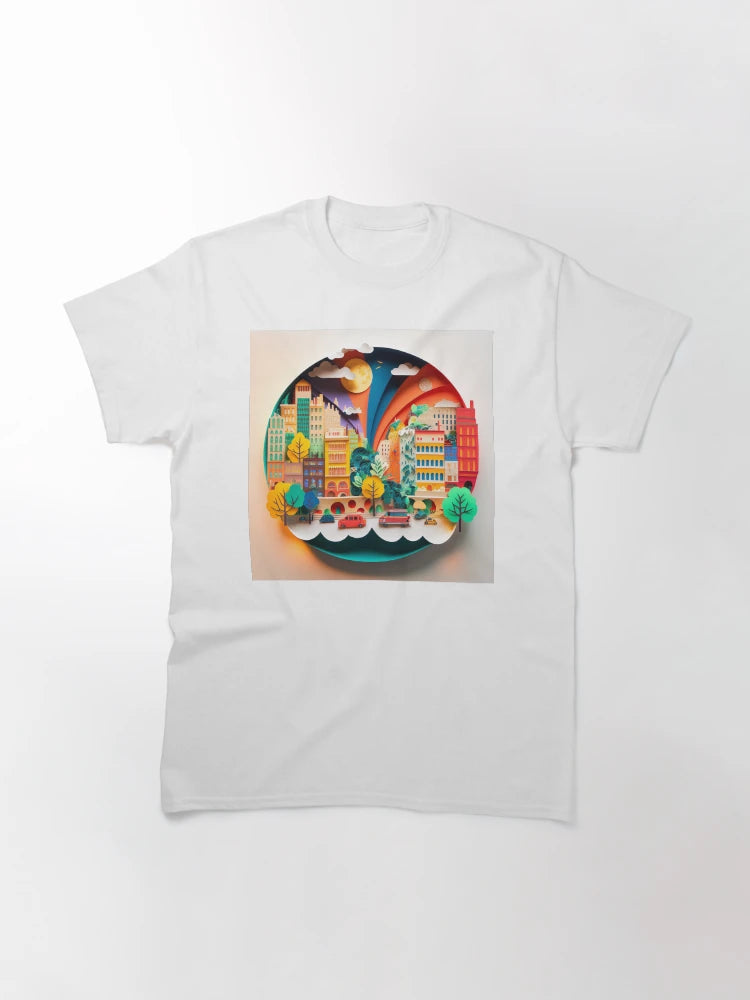 3D Effect Papercut Art - Cityscape Scene