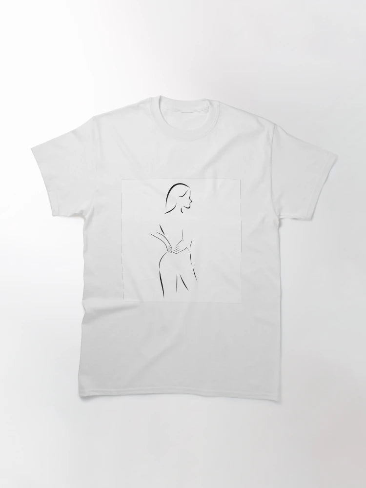 Abstract drawing of a woman massaging her back