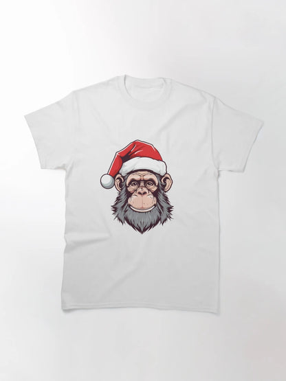 Adorable Monkey Head in Christmas Hat
