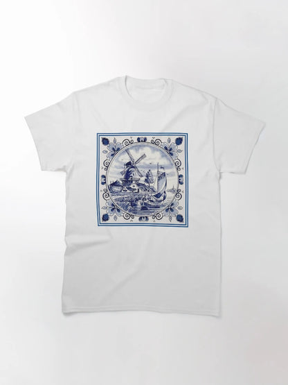 DUTCH BLUE DELFT: Vintage Windmill Print