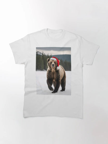 Grizzly bear with santa hat
