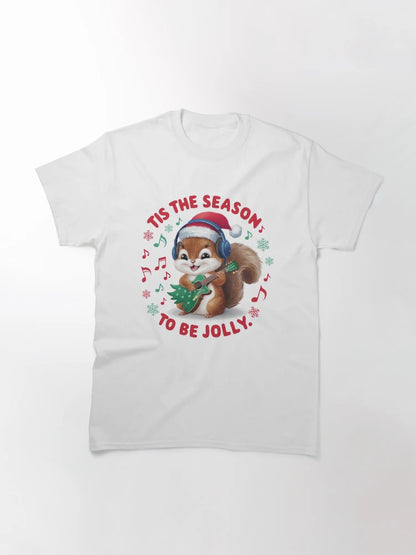 Adorable Squirrel in Santa Hat Jamming on a Christmas Tree Guitar