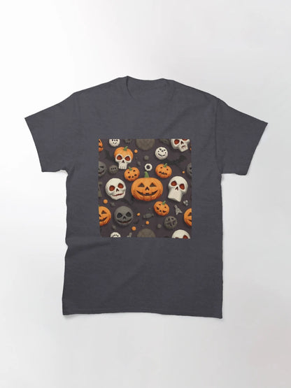 3D Halloween Pumpkin and Skull Seamless Pattern & repeat textures