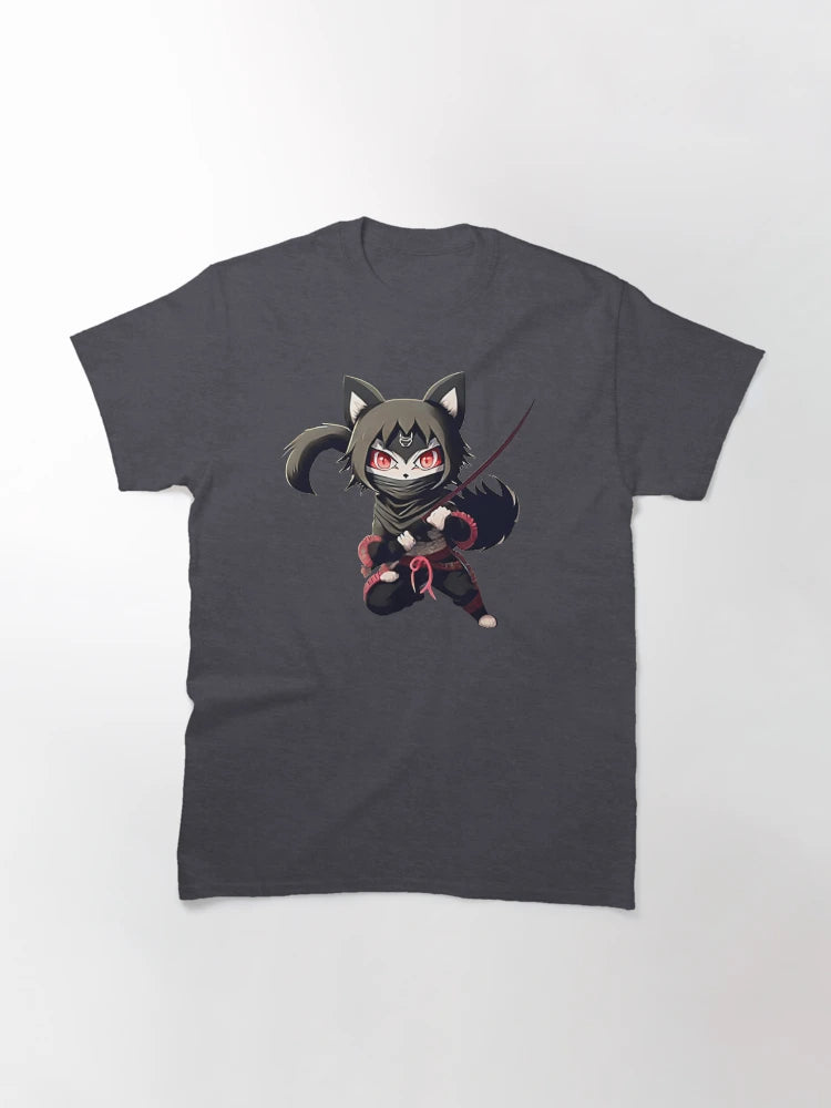 3D Anime Feline Ninja Hero Ready with Sword Drawn and Pink, Black and Grey Tones