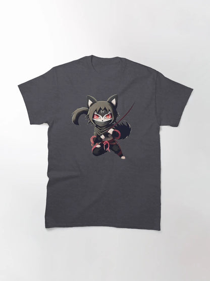 3D Anime Feline Ninja Hero Ready with Sword Drawn and Pink, Black and Grey Tones